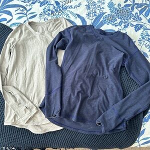 Lululemon Light Gray and Navy Long Sleeve Layering Tops